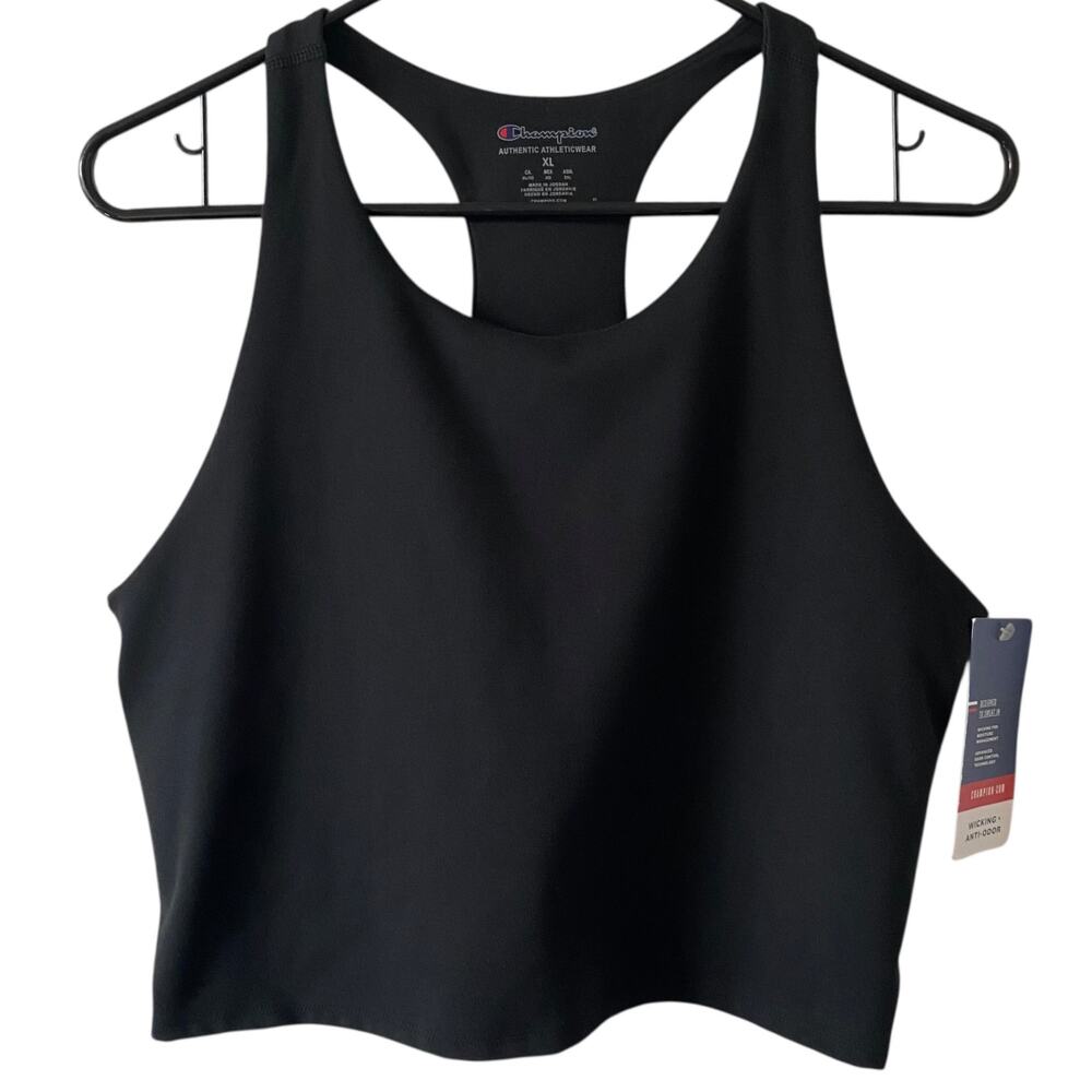NEW CHAMPION Activewear Crop Top Size XL Black Athletic Sporty Racerback
